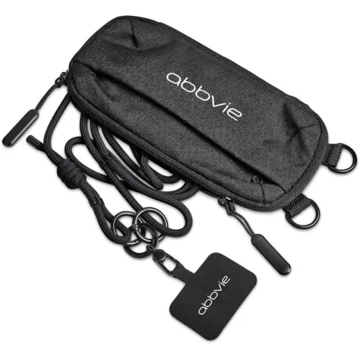Altitude Glam Recycled PET Crossbody Bag & Phone Strap - Black Branded Bag Main